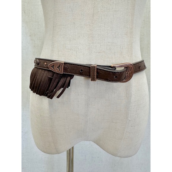 Silver Strike Brown Leather Fringe Belt‎ Western Studded Boot Bracelet NWT main image 10